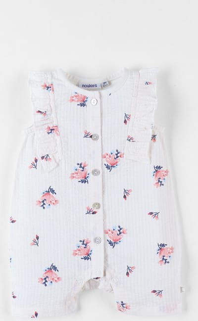 Romper met bloemen print, vanille