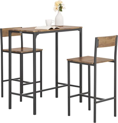 SoBuy OGT03-XL Bistrotafel met 2 krukken - Industrieel - 3-Delig set