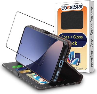 ebestStar - Hoes geschikt voor Xiaomi 12, 12X, Wallet Etui, Book case hoesje, Zwart + Gehard Glas