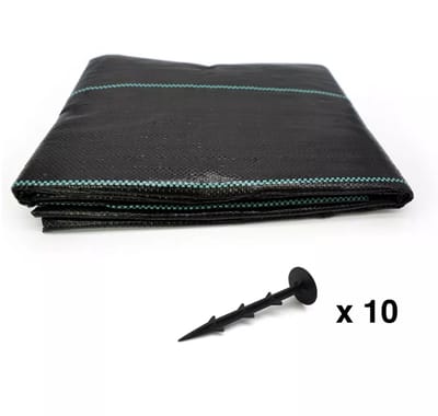 Anti-Worteldoek met Grondpennen 2x10m – 100g/m² Zwart – Onkruiddoek voor Tuin & Grind