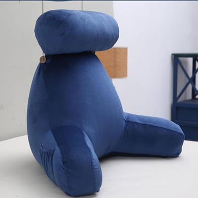 Leeskussen met armsteun - Leesstoel kussen - Comfortabel lezen - Extra gevuld traagschuim - 58x40x25CM - Donkerblauw