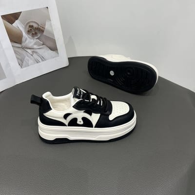 Panda Schoenen Platform Witte Schoenen Kinderen Lente en Herfst Nieuwe Veters Veelzijdige Casual Schoenen Mode Broodschoenen Trend 38 zwart
