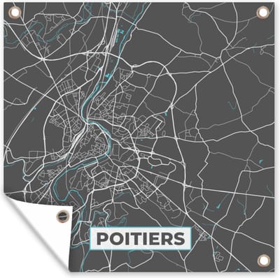 Tuin poster Frankrijk - Plattegrond - Poitiers - Kaart - Stadskaart - 200x200 cm - Tuindoek