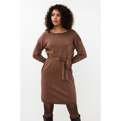 EsQualo Dress Wide Lurex Brandy Maat: S | Midi Jurken Outlet | Dames | Bruin