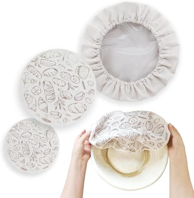 Fermentatiedoek - Rijskappen voor brood – Met kunststof voering – Herbruikbaar – Hoogwaardig linnen materiaal – Set van drie (20 cm, 25 cm, 30 cm) - Versnelt de zuurdesemfermentatie — Geschikt voor thuisbakken