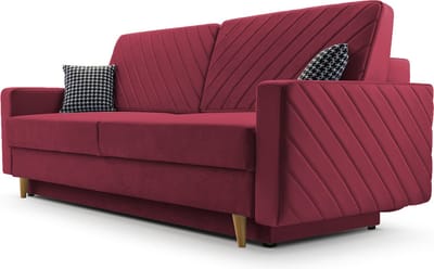 3-zitsbank van Velvet voor woonkamer, slaapbank, sofa met slaapfunctie en opbergruimte, moderne bank - 230x96x97cm - Slaapbank CALIFORNIA - Wijnrood (KRONOS 02)