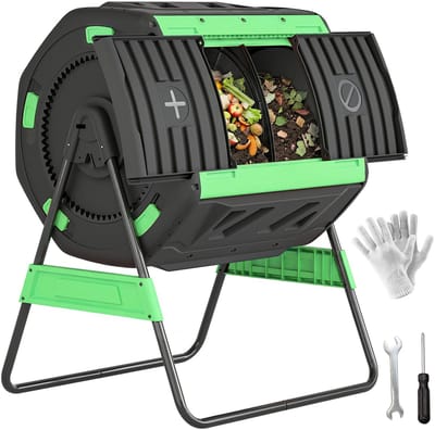Outsunny Buiten compostbak-Kunststof, Metaal-94L x 67B x 98H cm-Groen