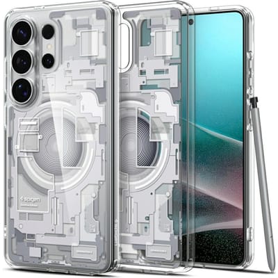 Spigen Hoesje Geschikt voor Samsung Galaxy S26 Ultra - Ultra Hybrid MagFit Case - Compatibel met MagSafe / Qi2 - Back Cover Zero One Wit