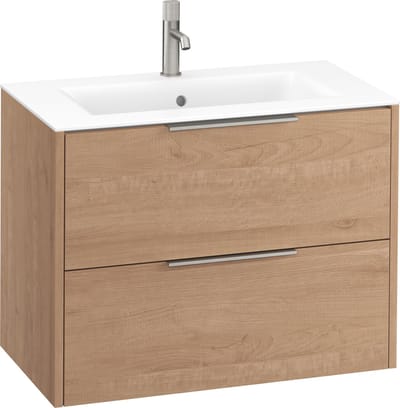 Saqu Lima badmeubel incl. mat witte keramische wastafel 80x46x61cm toffee – rvs greep
