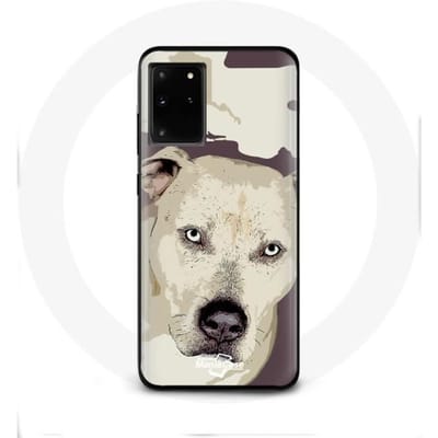 Hoesje voor Samsung Galaxy S11 PLUS Wit Pitbull Dog tekening