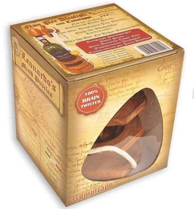 Houten Kurkentrekker Puzzel - Moeilijke Breinbreker - Leonardo da Vinci Collectie