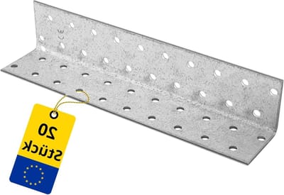 Geperforeerde Plaathoek - Houtverbinder Hoek - Stevige Houtverbindingen - Eurocode Gatenpatroon - 40x40x200 mm - Zilver