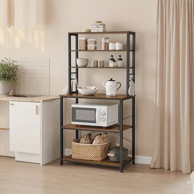 6-Laags Industriële Keukenopbergrek 40 × 80 × 167 cm – Houten Planken & Kunststof Frame