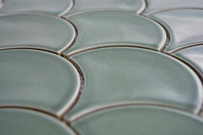 Glanzende Keramische Mozaïektegels Petrol Blauw Ventilator Vorm Wandtegel