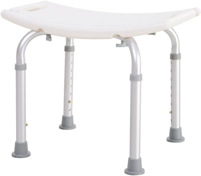 Roossentials douchekruk - Badkamerstoel - Bad kruk - Kruk - Stoel - Anti slip poten - In hoogte verstelbaar - Wit