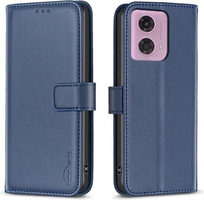 BINFEN Hoesje - Geschikt voor Motorola Moto G34 Hoesje - BINFEN Color Book Case - Blauw