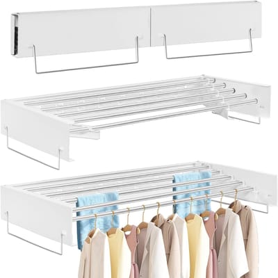 QUOVO® Wanddroogrek - Wasrek - Droogrek- Wit-11cm x 80cm x 41cm