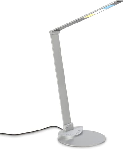 BRILONER - LED tafellamp - bureaulamp - verstelbaar - draaibaar - bureaulamp - touch, kleurtemperatuur instelbaar, dimbaar, zilverkleurig