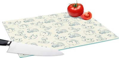 Glazen Snijplank - 39x28 - Dieren - Speelgoed - Patroon - Snijplanken Glas