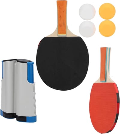 Tafeltennisset - Pingpong set - Sport en spel - Verstelbaar netrek - Telescopisch - Wit blauw