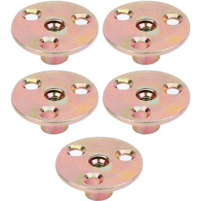 5 Stuks T-moer Flens 3 Gaten Gegalvaniseerd IJzer Meubelbevestiging T-stuk Ronde Basis Moer M6