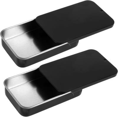 2 Stuks Matte Zwarte Metalen Dozen met Scharnierdeksel, Draagbare Opbergdozen voor Kleine Voorwerpen, Organizer voor Thuis en Kantoor