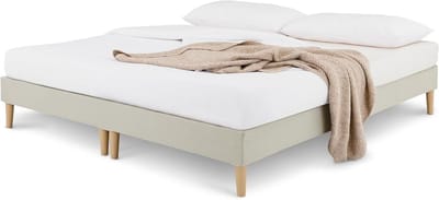 IDIMEX Futonbed Rennes Modern tweepersoonsbed met stevig MDF-houten bedframe, inclusief lattenbodem, stoffen bekleding van 100% polyester, centrale steunbalken voor duurzaamheid