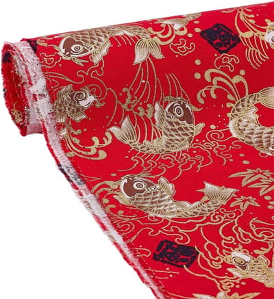 Rode Japanse Katoenstof van 1M met Vispatroon - Traditionele Stijl, Geschikt voor Kimono's, Yukata's, DIY Kleding en Huisdecoratie, Zacht en Lichtgewicht Materiaal