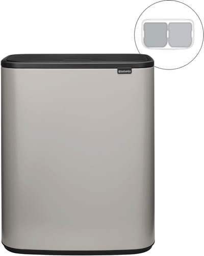 Brabantia Bo Touch Bin Prullenbak - 2 x 30 liter - Afvalscheiding - Soft Grey