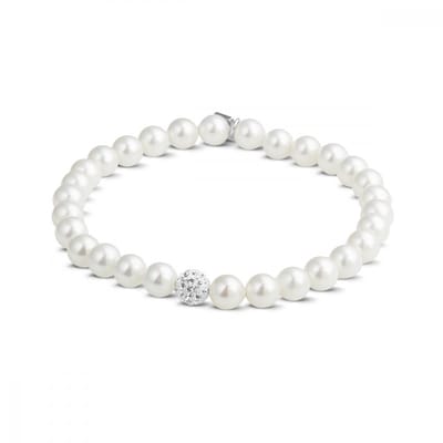 Twice As Nice Armband in zilver, parels en kristallen bolletje Adjustable