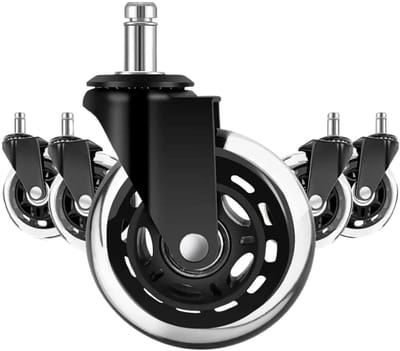 Stoelwielen Set - Zwenkwielen Rubber - Soepel Verplaatsen - Laag Geluidsniveau - 5 Stuks 10 mm - Zwart Transparant