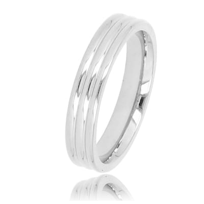 My Bendel - Mooie Zilverkleurige Aanschuifring met 3 Lijnen - Zilverkleurige Aanschuifring - Luxe Uitstraling - 4mm Breed - met Luxe Cadeauverpakking | Sieraden Voor Dames | Maat 16.00 Mm / Maat 50