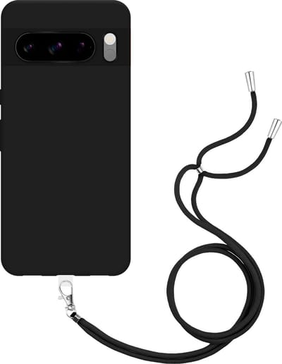 Just in Case hoesje met koord geschikt voor Google Pixel 8 Pro Hoesje met Koord - Flexibele Case - Zwart