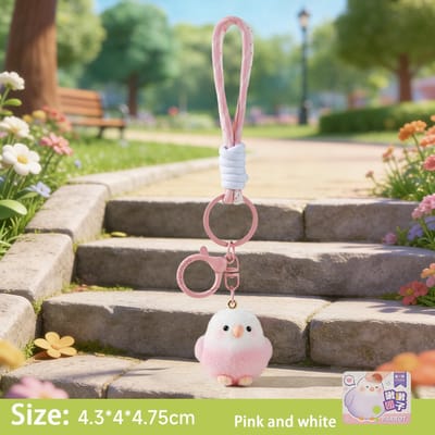 Pluche vogel hanger sleutelhanger met ophangkoord - schattig cartoon accessoire voor tassen, geschikt als verjaardagscadeau. beige
