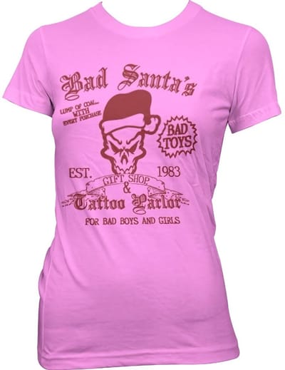 Hybris Bad Santa's Gift Shop Girly Tee dames-T-shirt roze