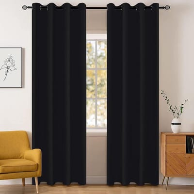 Waterdicht Gordijnen Set - Verduisterend Gordijn Thermisch - Privacy En Isolatie - Drievoudige Weeftechnologie - 140x145cm 2 Stuks - Zwart
