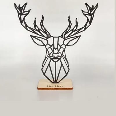 Silhouette - Hert - op voetstuk - 24x23cm - zwart
