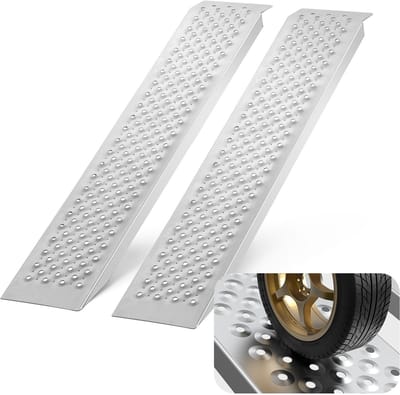 47,2“ X 8,5” Aluminium Oprijplaten, 880 Pond Laadvermogen voor Motor, Crossmotor, Aanhanger, Atv, Utv, Tuintractor, Grasmaaier, 2 Stuks