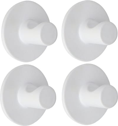 Tendance Plakhaakje rond - 4x stuks - Diameter 4 cm - Zelfklevende ophang haakjes - zink - wit - keuken/badkamer haken