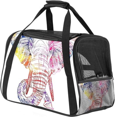 Reisdraagtas Huisdier - Kat Hond Tas - Veilig Reizen - Luchtvaart Goedgekeurd - 17x10x11.8 Inch - Meerkleurig