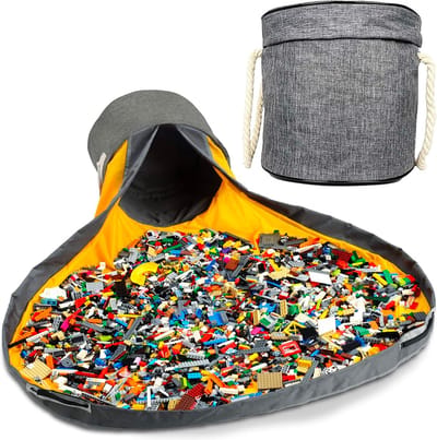 Allerion Speelgoed Opbergdoos – Speelkleed – Voor Binnen en Buiten – Grijs en Geel – 150cm x 150cm - Inclusief handvaten