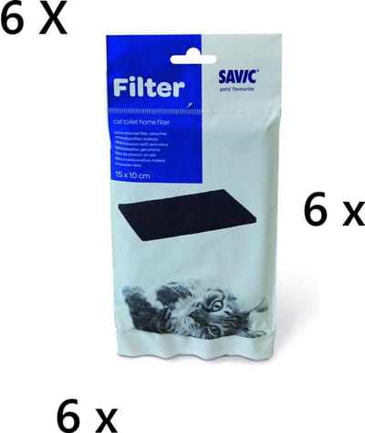 Savic - actieve koolfilter 10 x 15 cm voor kattenbak Cat -O-net en Nestor ---6 STUKS --- ( voor ongeveer 6 maanden ) kattenbaktypes zie beschrijving