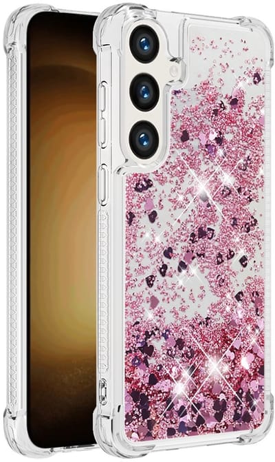 Coverup Hoesje - Geschikt voor Samsung Galaxy S25 FE Hoesje - Coverup Liquid Glitter Back Cover - Rose Gold