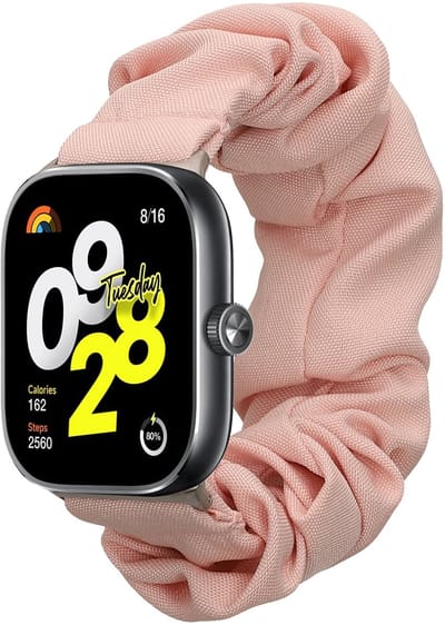 kwmobile elastisch bandje voor smartwatch - Compatibel met Xiaomi Redmi Watch 5 & 4 / Smart Band 8 Pro / Smart Band 9 Pro - Horlogebandje van katoen - In oudroze