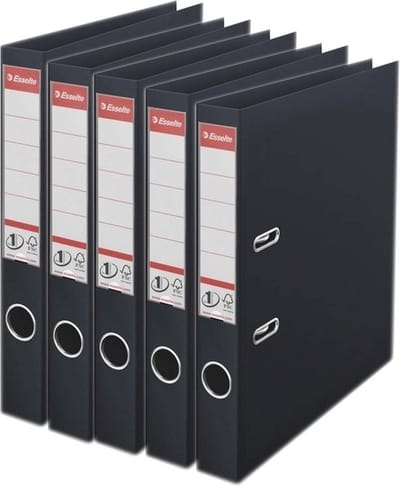 Esselte Ringband mappen/ordners - 5x - zwart - A4 - opbergen - kantoorartikelen