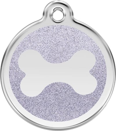 Red Dingo hondenpenning 38 mm bot glitter zilverkleurig