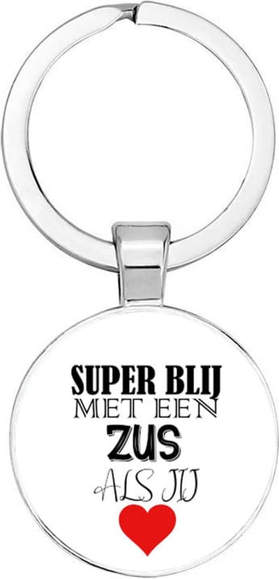 Akyol - Super blij met een zus als jij Sleutelhanger - liefde - de liefste zus - familielid - cadeautje voor zus - familie - beste ooit - cadeau - verjaardag - kado - geschenk - gift - verrassing - liefste ooit - 2,5 x 2,5 CM