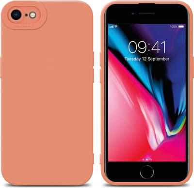 Cadorabo Hoesje geschikt voor Apple iPhone 7 / 7S / 8 / SE 2020 in FLUID LICHT ORANJE - Beschermhoes gemaakt van flexibel TPU silicone Cover Fluid Case