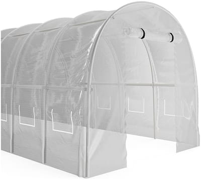 Vente-unique Vervangzeil voor tunnelkas met deur 36 m² - L300 x B1200 x H200 cm - Wit - ALOCASIA L 300 cm x H 200 cm x D 1200 cm