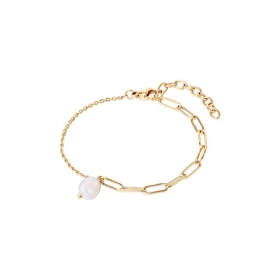 Valero Pearls Damesarmband Roestvrij staal zoet water Parel One Size Goud 32018608